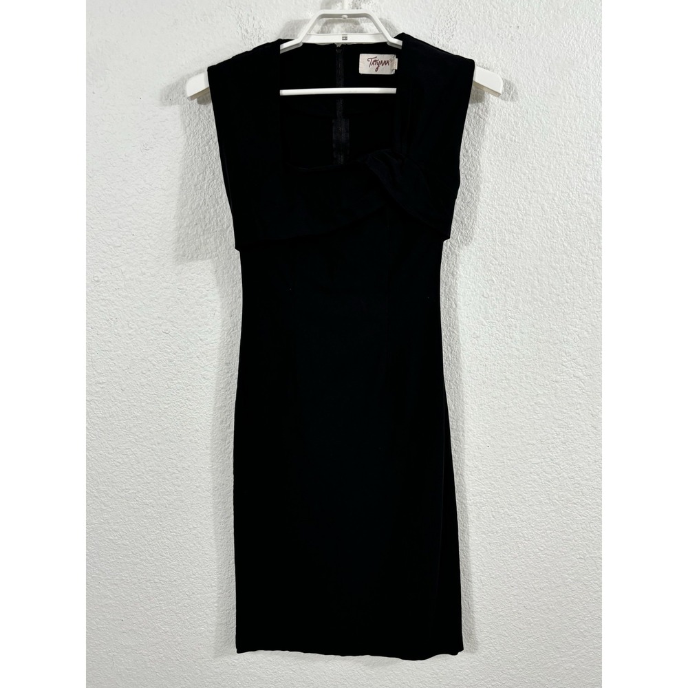 Tatyana Dress Womens Medium Black Sheath Cocktail Sleeveless Square Neck Bodycon